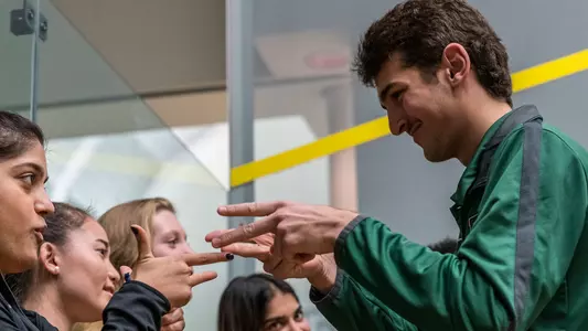 Chris Zachary men's squash action versus Harvard