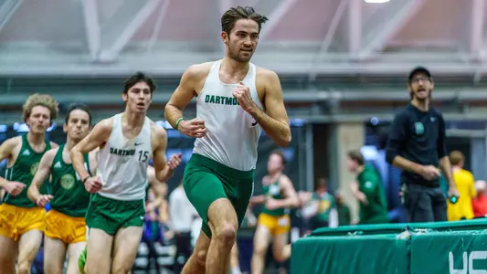 Isaac Weber men's track action versus Maine and Vermont