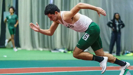 Myles Epstein men's track action versus Maine and Vermont