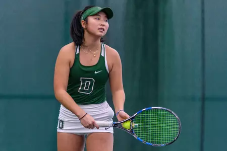 Emily Zhou women's tennis action versus Boston College
