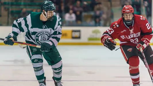 Matt Baker men's hockey action versus St. Lawrence