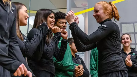 Neeya Patel and Bryn Bank fistbump