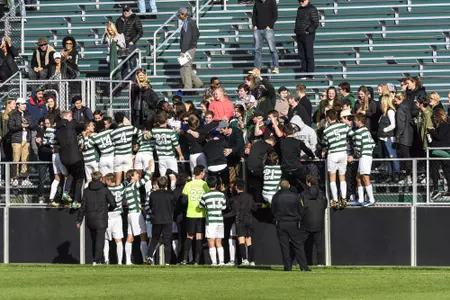 Men's Soccer Celebration during Cornell game
