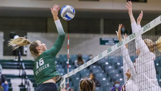 Amelia Gibbs volleyball action versus Brown