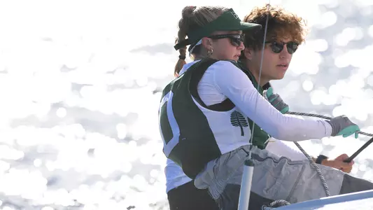 Reese Bragg and Griffin Lapham sailing on Mascoma Lake