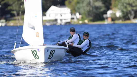 Taylor Eastman and Yumi Yoshiyasu sailing on Mascoma Lake
