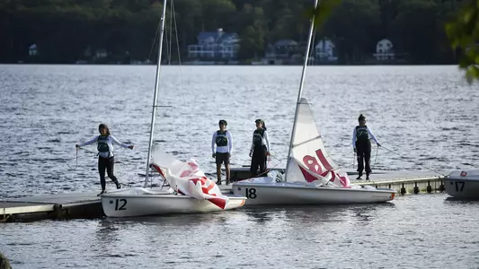 Lynne Li and Oliver Hurwitz sailing on Mascoma Lake
