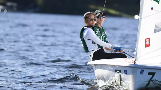 Maya Nguyen and Nick Hurley sailing on Mascoma Lake