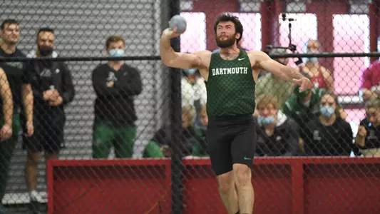 Brendan Loftus throwing at Harvard track meet