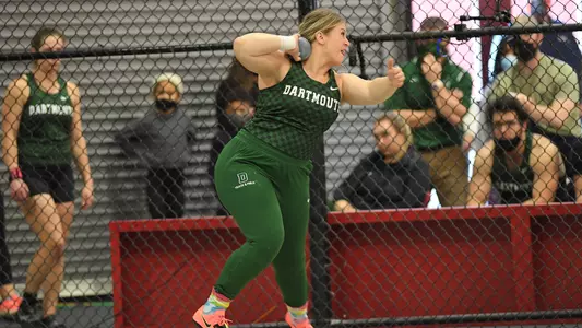 Lily Lockhart throwing at Harvard track meet