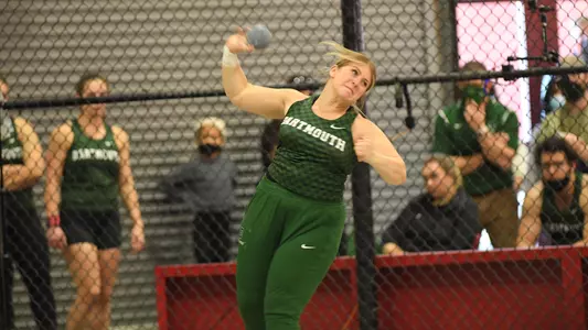 Lily Lockhart throwing at Harvard track meet