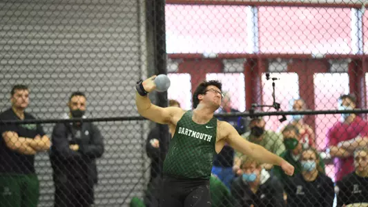 Michael Gabriel throwing at Harvard track meet