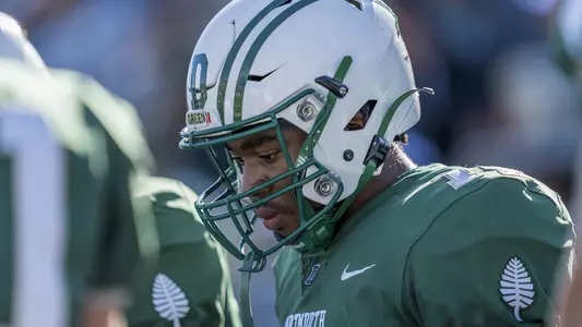 Onye Onuoha football action versus Sacred Heart