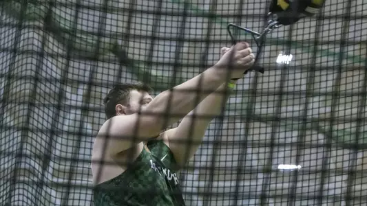 Jacob Fishler men's track action in Leverone Fieldhouse