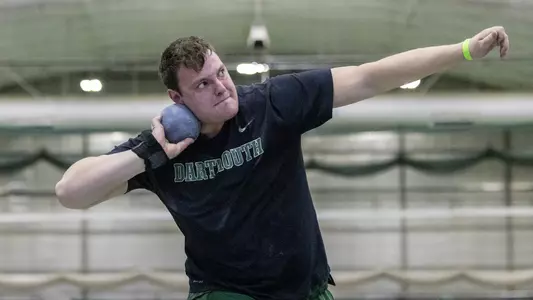 Jacob Fishler men's track action in Leverone Fieldhouse