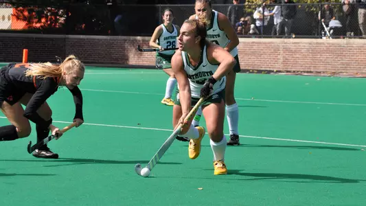 Olivia Galiotos field hockey action versus the Princeton Tigers