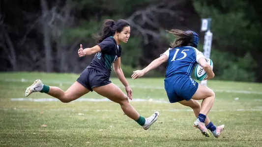 Kyla Widodo women's rugby action versus Quinnipiac