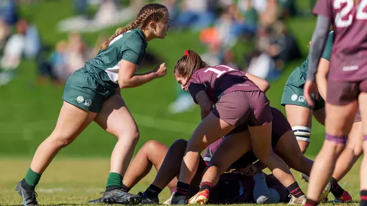 Ella Gates women's rugby action versus Brown