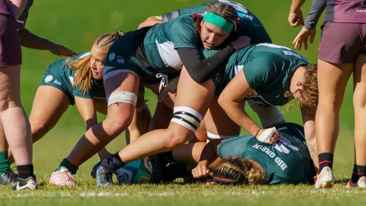 Jordan Duncan women's rugby action versus Brown