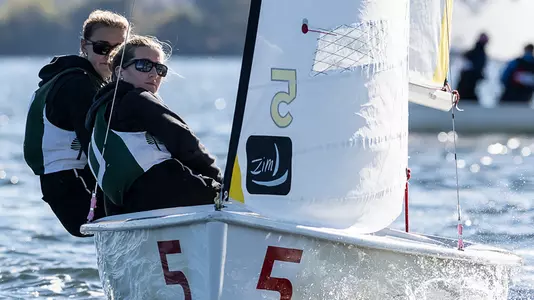 Maddie Hawkins and Aisling Sullivan sail in Urn Regatta