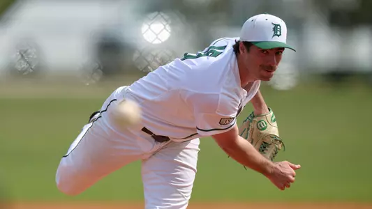 Nathan Skinner releases his pitch against CCSU, March 19, 2022