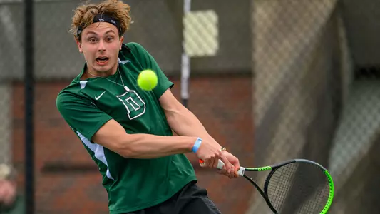 Dominik Pauli men's tennis action versus Brown