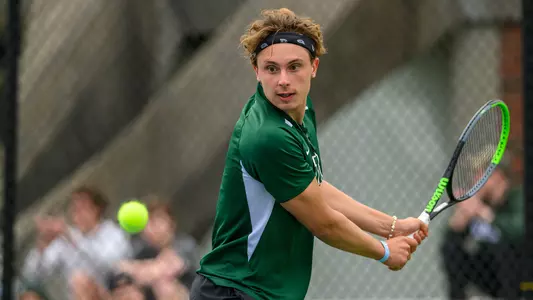Dominik Pauli men's tennis action versus Brown