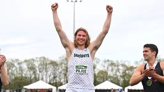Karl-Oskar Pajus on the podium after winning the decathlon at the 2022 Outdoor Heps