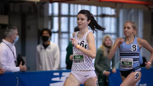 Julia Fenerty competing at indoor heptagonal championship