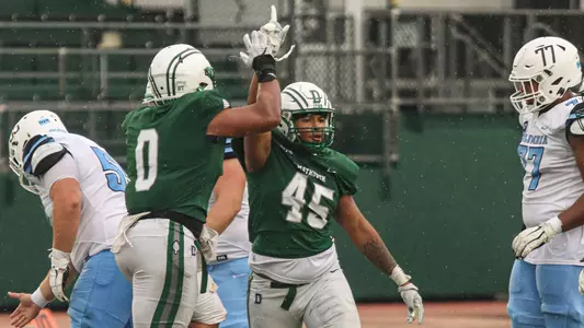 Joe Onuwabhagbe celebrates his sack against Columbia, Oct. 21, 2023