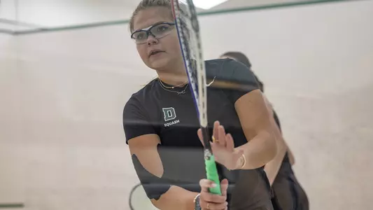 Callie Worth women's squash action versus Princeton