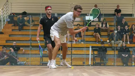 Mac Aube men's squash action versus Princeton