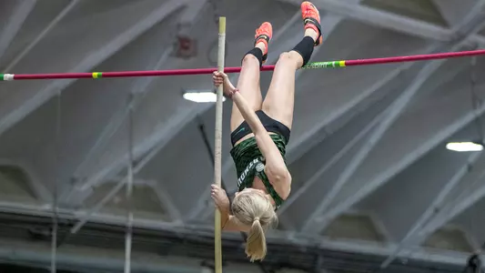 Chloe Taylor Pole vaulting on Day One of Heps championship