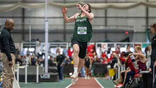 Ethan Hughes jumping on day one of Heps Championship