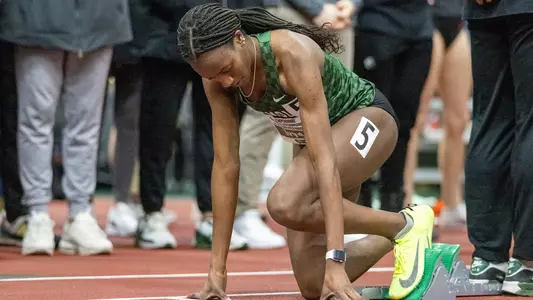 Jaidyn Curry sprinting on Day One of Heps championship