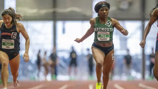 Joy Enaohwo sprinting on Day One of Heps championship