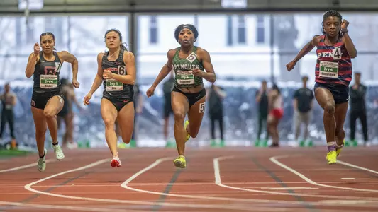 Joy Enaohwo sprinting on Day One of Heps championship