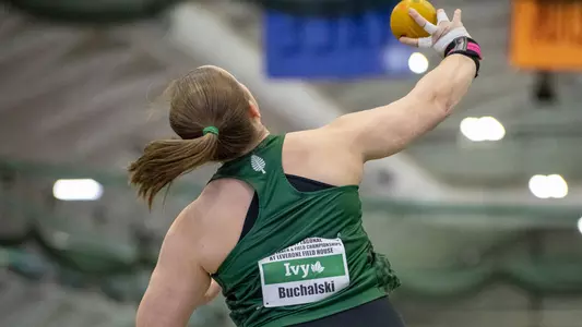 Madyson Buchalski shot put on Day One of Heps championship