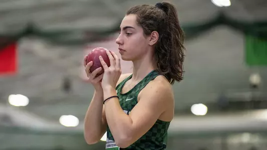 Mariella Schweitzer shot put on Day One of Heps championship