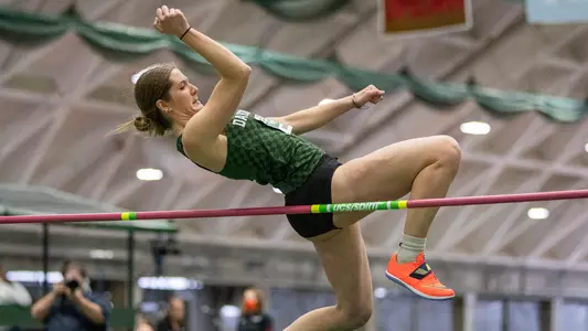 Mia Balestra jumping on Day One of Heps championship