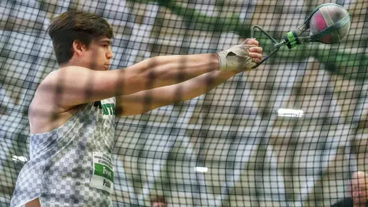 Ben Pable throwing on Day Two of Heps Championship