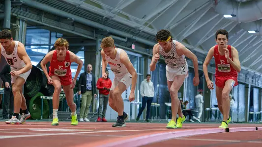 Eric Gibson competes in relay at indoor Heps championship