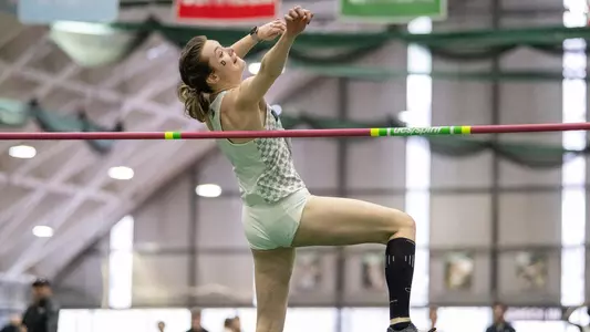 Maeve Conneely jumping on day two of Heps