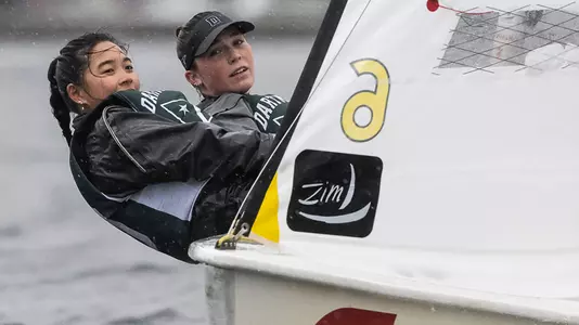 Maya Nguyen and Sarah Young sailing in Dellenbaugh Regatta