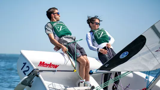 Boyd Bragg and Yumi Yoshiyasu sailing at Kings Point