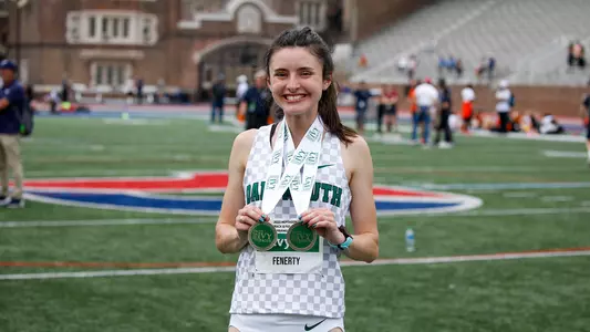 Julia Fenerty with two gold medals at Heps, May 7, 2023