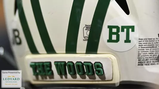 Football helmlet with decals and Ledyard logo