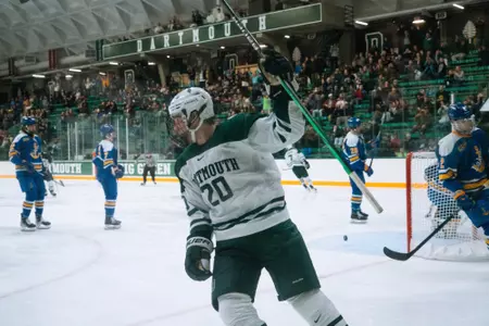 Cooper Flinton after scoring vs LSSU