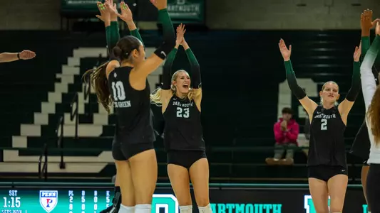 Raeli Smith and co celebrate a point vs Penn