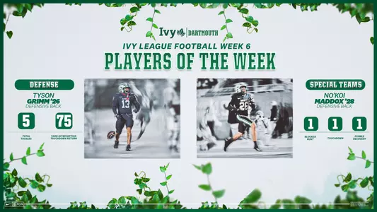 Tyson Grimm No'Koi Maddox Ivy League Weekly Awards